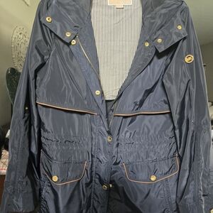 Michael Kors Navy Raincoat with Gold Details